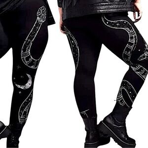TORRID Nightfall‎ Snake Black Leggings with White Snake Design